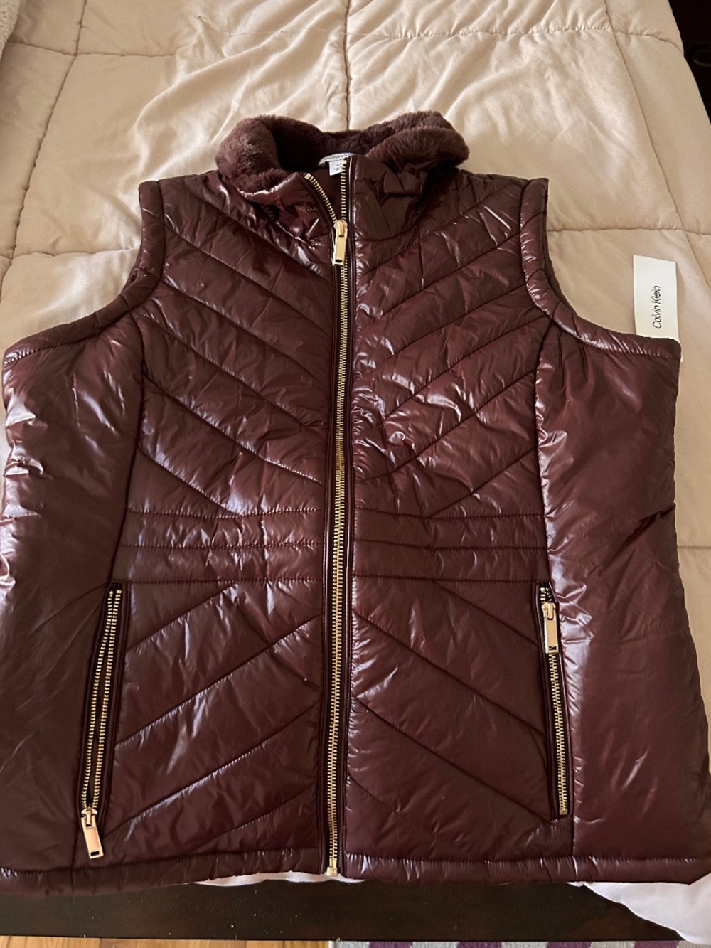 ✨ Calvin Klein Quilted Puffer Vest – Rich Brown (Size M) NWT ✨